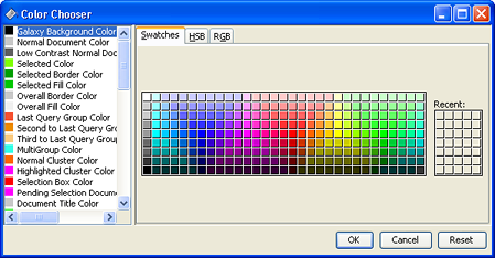 Color Chooser Window Swatches Tab