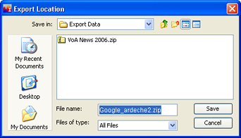 Export Data Window