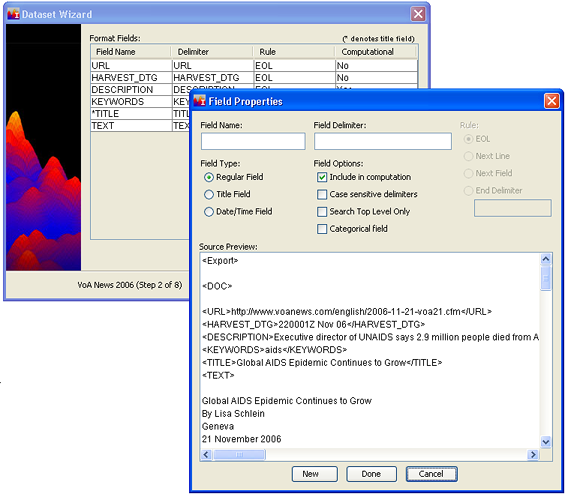 Dataset Wizard Format Fields