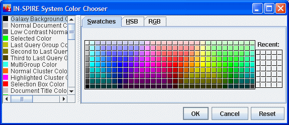 Color Chooser Window Swatches Tab