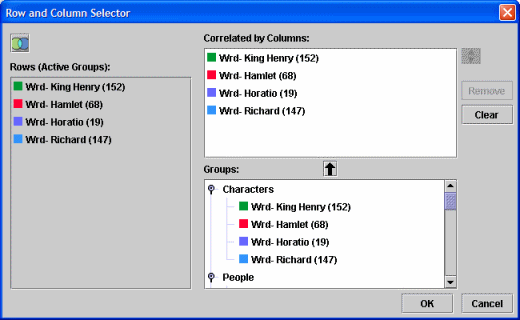 Row and Column Selection Window