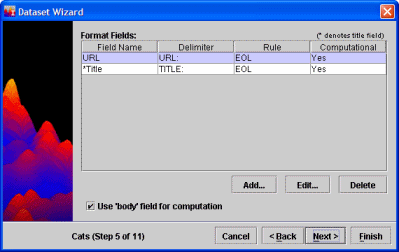 Dataset Wizard Format Fields Window