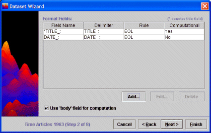 Dataset Wizard Format Fields