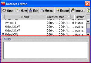 Dataset Editor Query Area