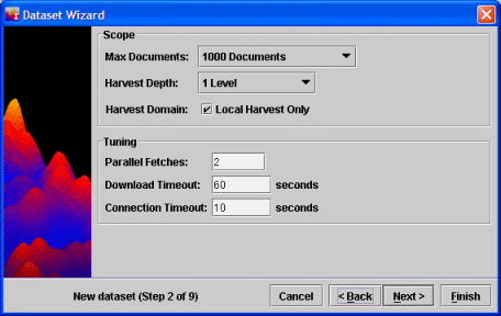 Dataset Wizard Web Harvest Scope Window