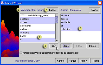 stopmajors panel after loading a stopmajors file