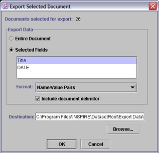 export selected document(s) window