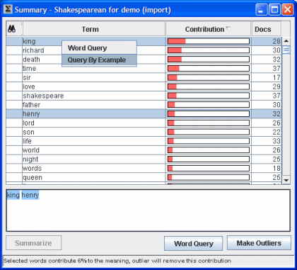 Summary Query by Example