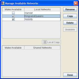 Manage Available Networks Window