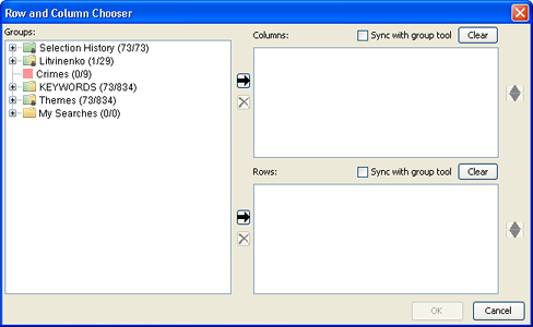 Row Column Chooser window