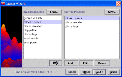 Dataset Wizard Saved Phrases Window