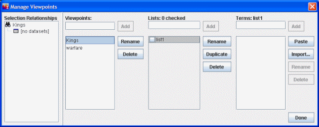 Manage Viewpoints Window