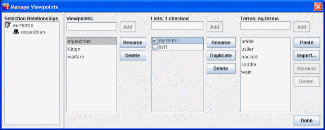 Selecting Terms for a Viewpoint