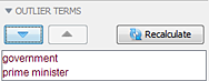 Outlier Terms panel on the left sidebar